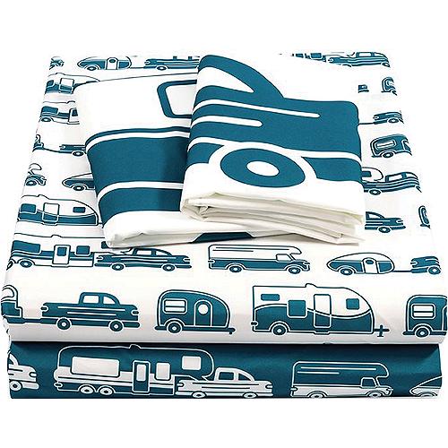 SHEET SET SHORT QUEEN BLU & WH