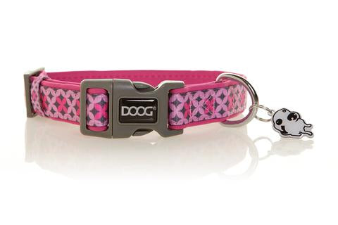 DOOG COLLAR 16"-24" PINK/GREY