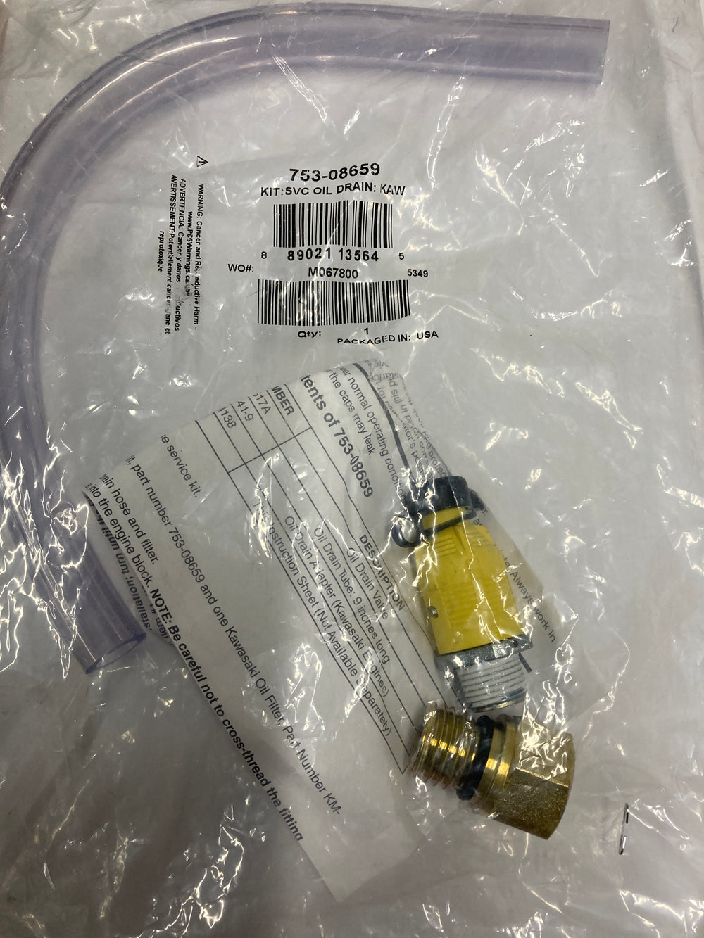 753-08659 OIL DRAIN LIT KAW