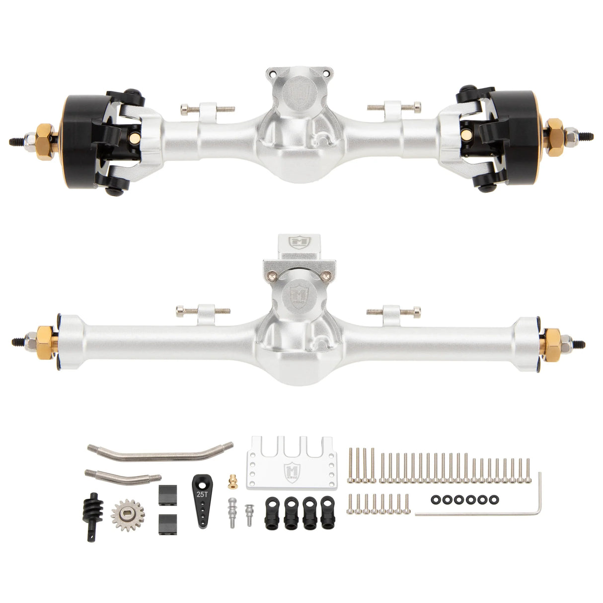 MEUS Racing SCX24 Metal V3 Isokinetic Axles +9MM with 3-Section CVD for Axial 1/24 SCX24 - Silver