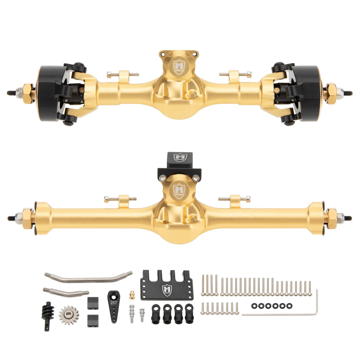 MEUS Racing SCX24 Metal V3 Isokinetic Axles +9MM with 3-Section CVD for Axial 1/24 SCX24 - Gold