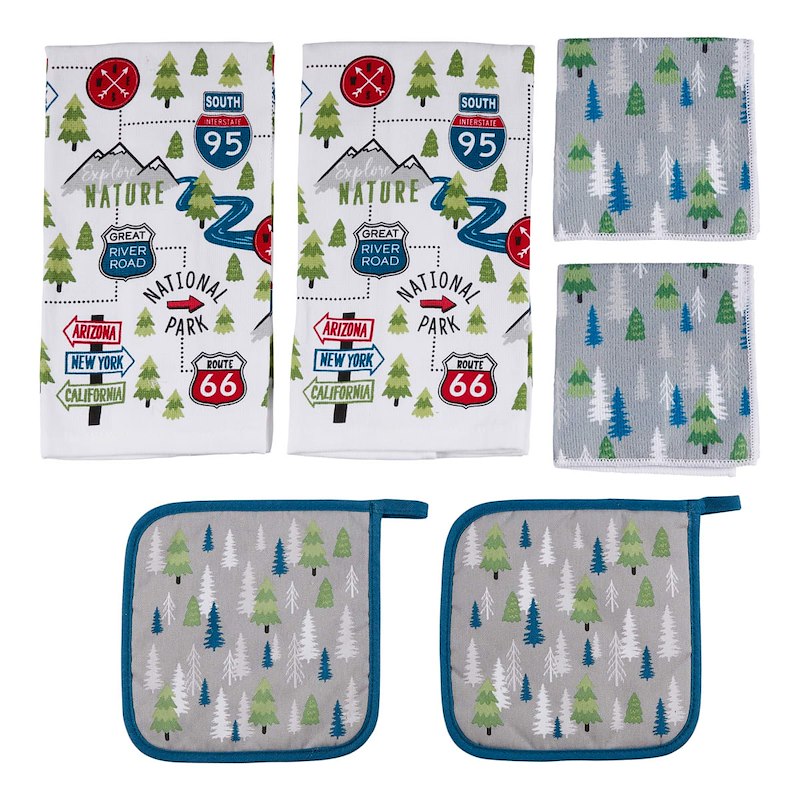 6 PIECE TOWEL & POT HOLDER SET
