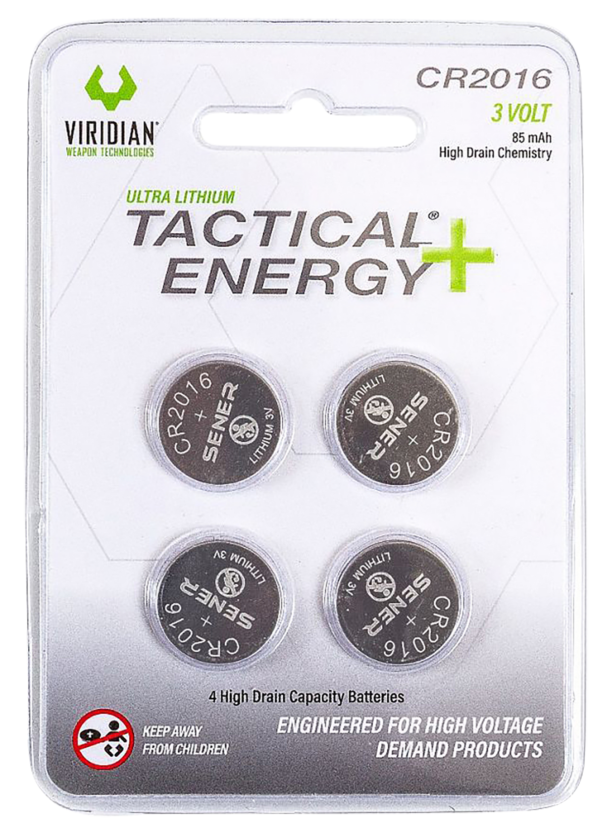 VIRIDIAN CR2016 3V BATTERY 4PK