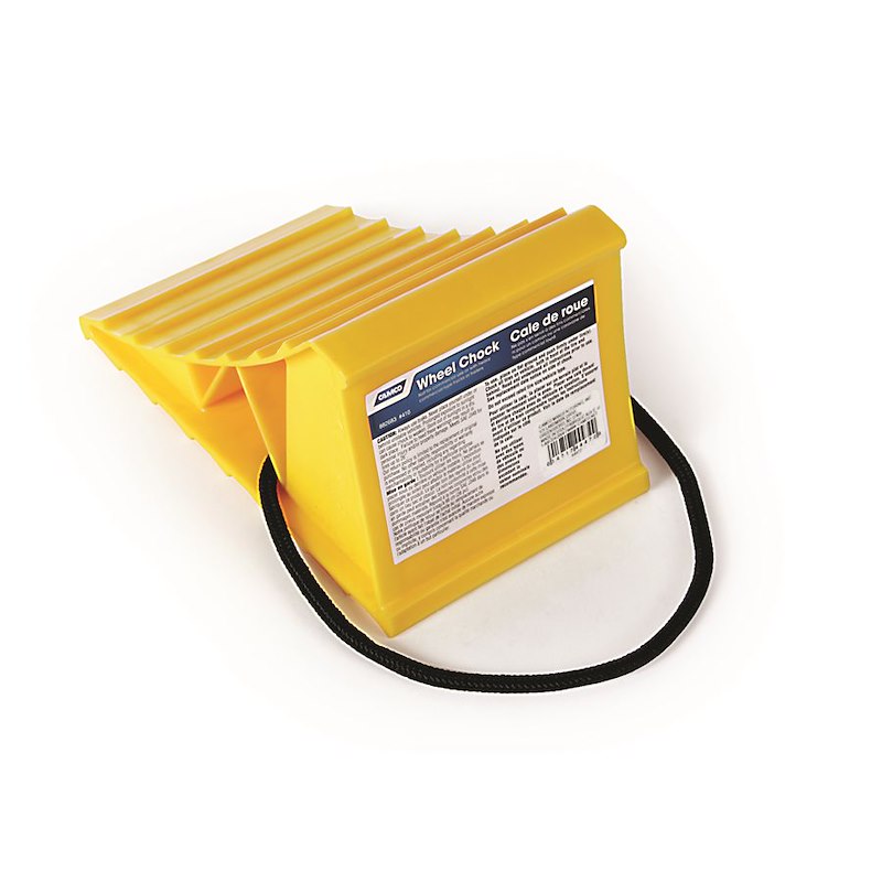 YELLOW WHEEL CHOCK WITH ROPE