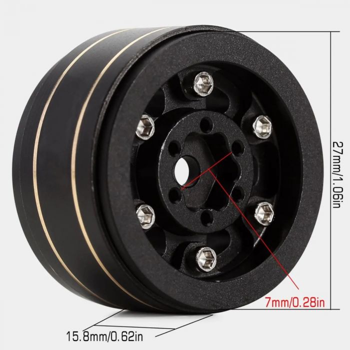 1" SCX24 BRASS BEADLOCK WHEELS